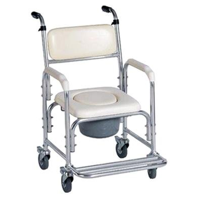 Attendant propelled Shower + commode chair with 4 wheels (brake) .For hire in Marbella - Costa del sol * commode potty and lid not included.