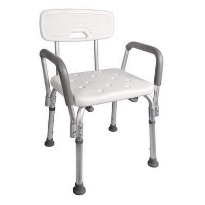 With back + height adjustable Rent a shower - commode chair with back and adjustable heigh