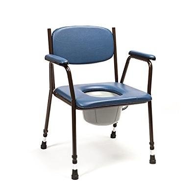 With back + height adjustable Rent a a shower - commode chair with back and adjustable heigh * commode potty and lid not included.